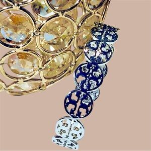 TORY BURCH CIRCLE LOGO SILVER BRACELET